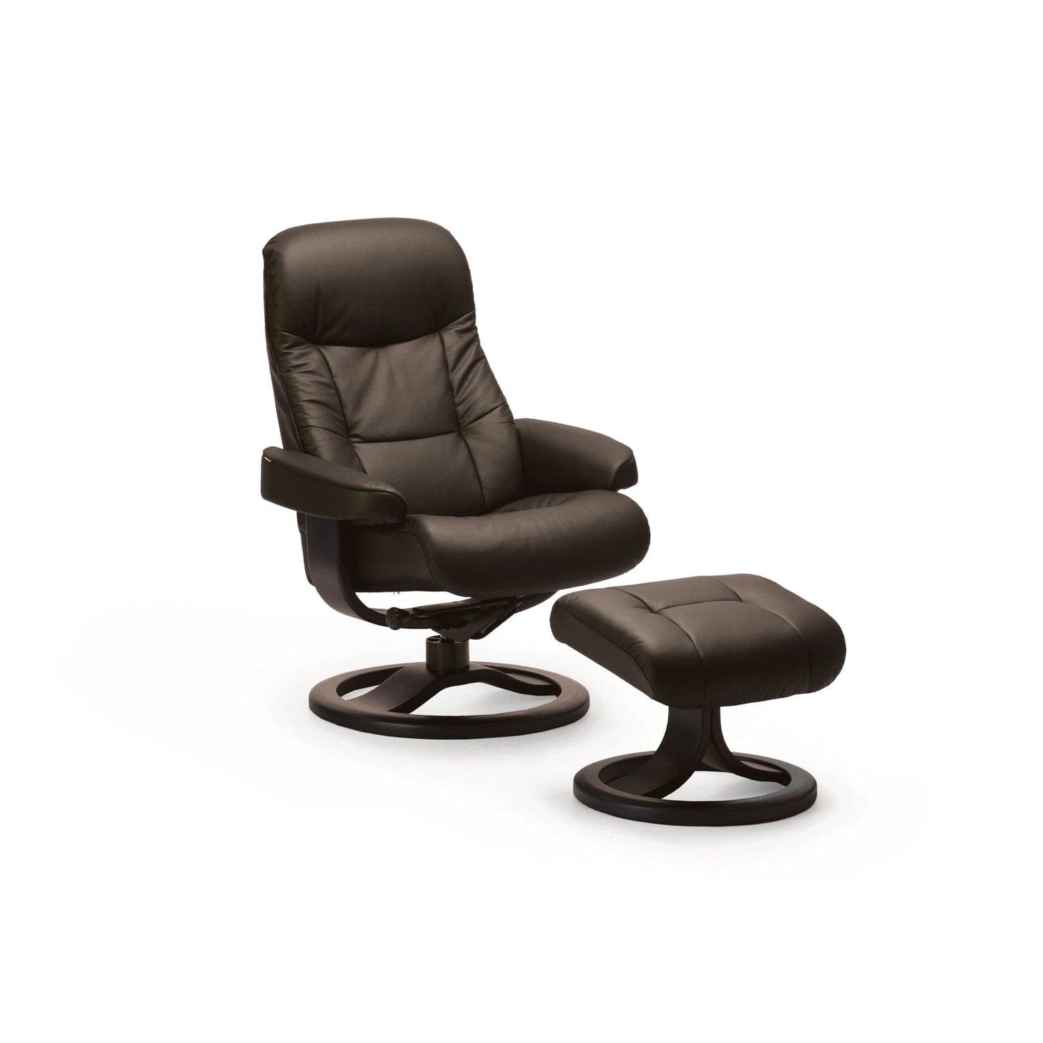 Muldal R Small Chair with Footstool Soft Parts-Fjords-FJORDS-895UPI-005-Lounge ChairsNordic Line Leather Havana 120-8-France and Son