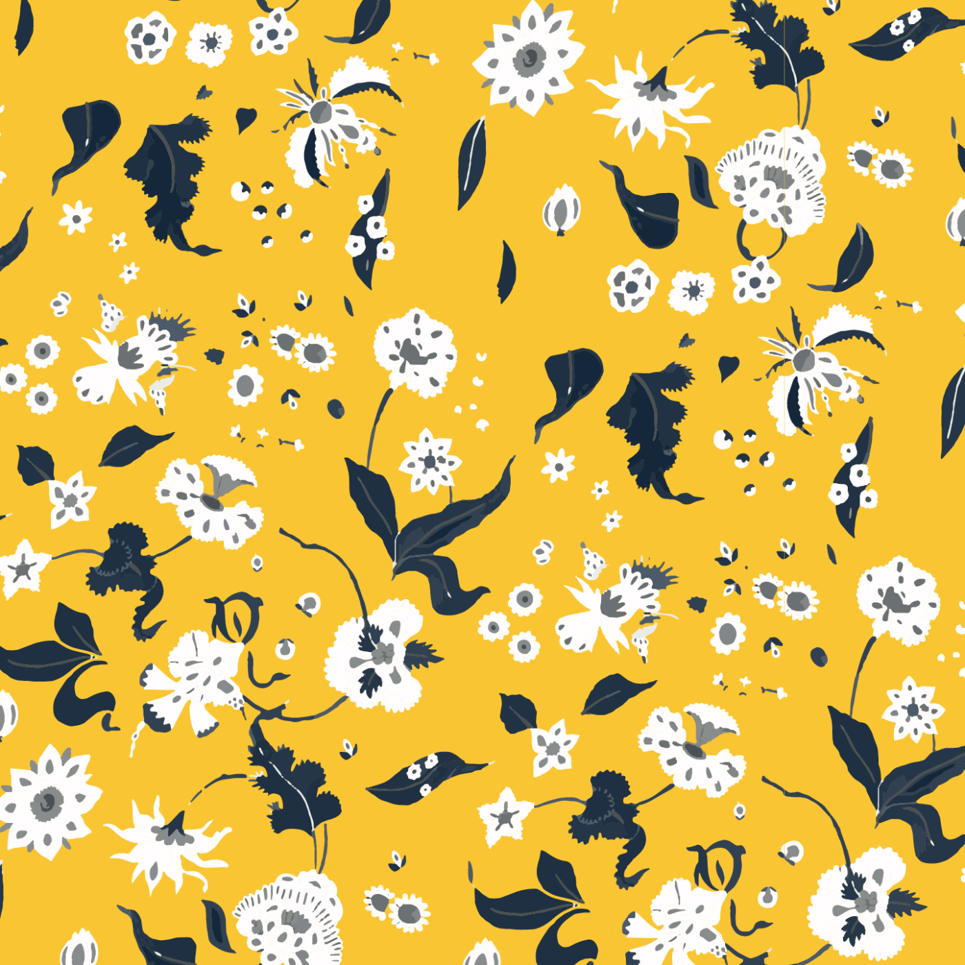 Floral Bliss Wallpaper-Mitchell Black-MITCHB-WC377-3-PM-10-Wall DecorPatterns Saffron-Premium Matte Paper-4-France and Son