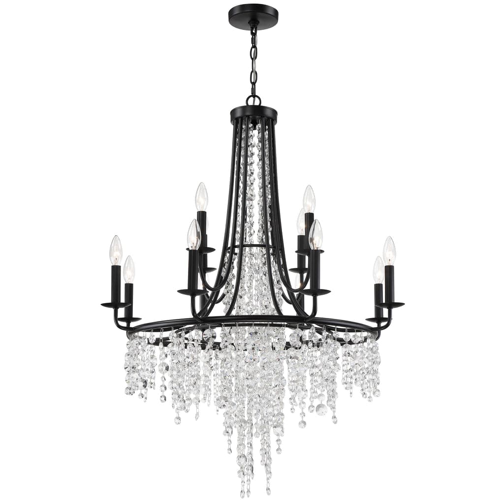 Gabrielle 12 Light Chandelier-Crystorama Lighting Company-CRYSTO-GAB-B7312-MK-ChandeliersBlack-2-France and Son