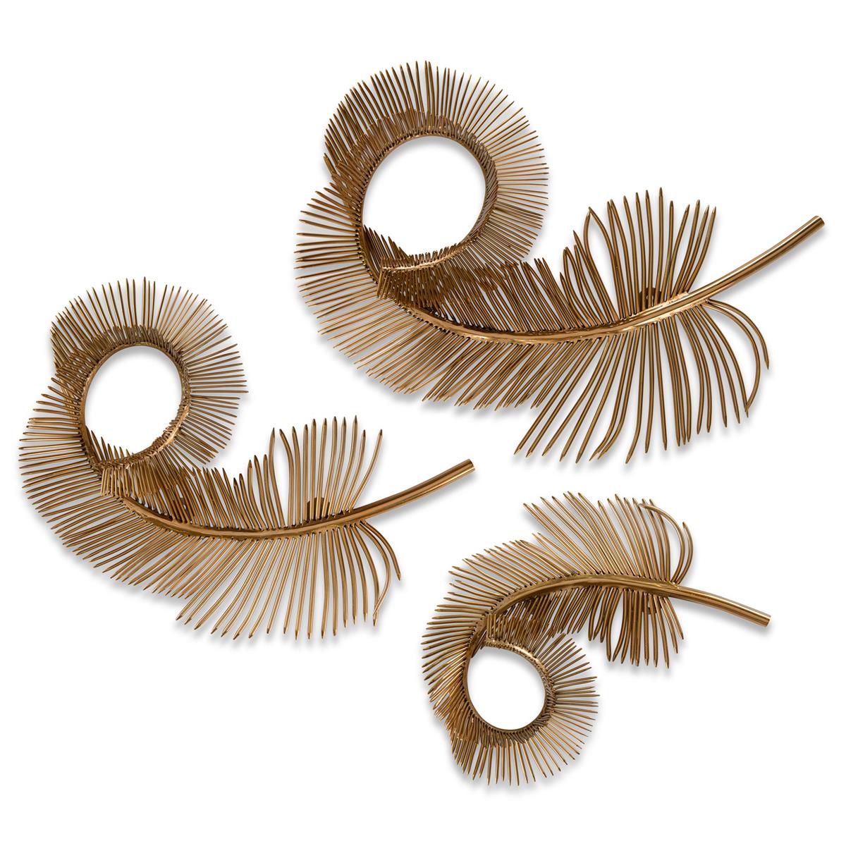 A Set of Three Coiled Plumes-John Richard-JR-GBG-2711S3-Decorative ObjectsBrass-1-France and Son