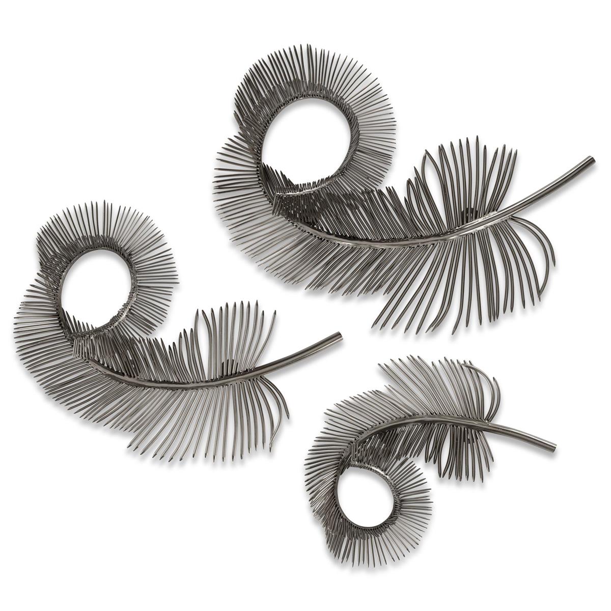 A Set of Three Coiled Plumes-John Richard-JR-GBG-2715S3-Decorative ObjectsSilver-2-France and Son