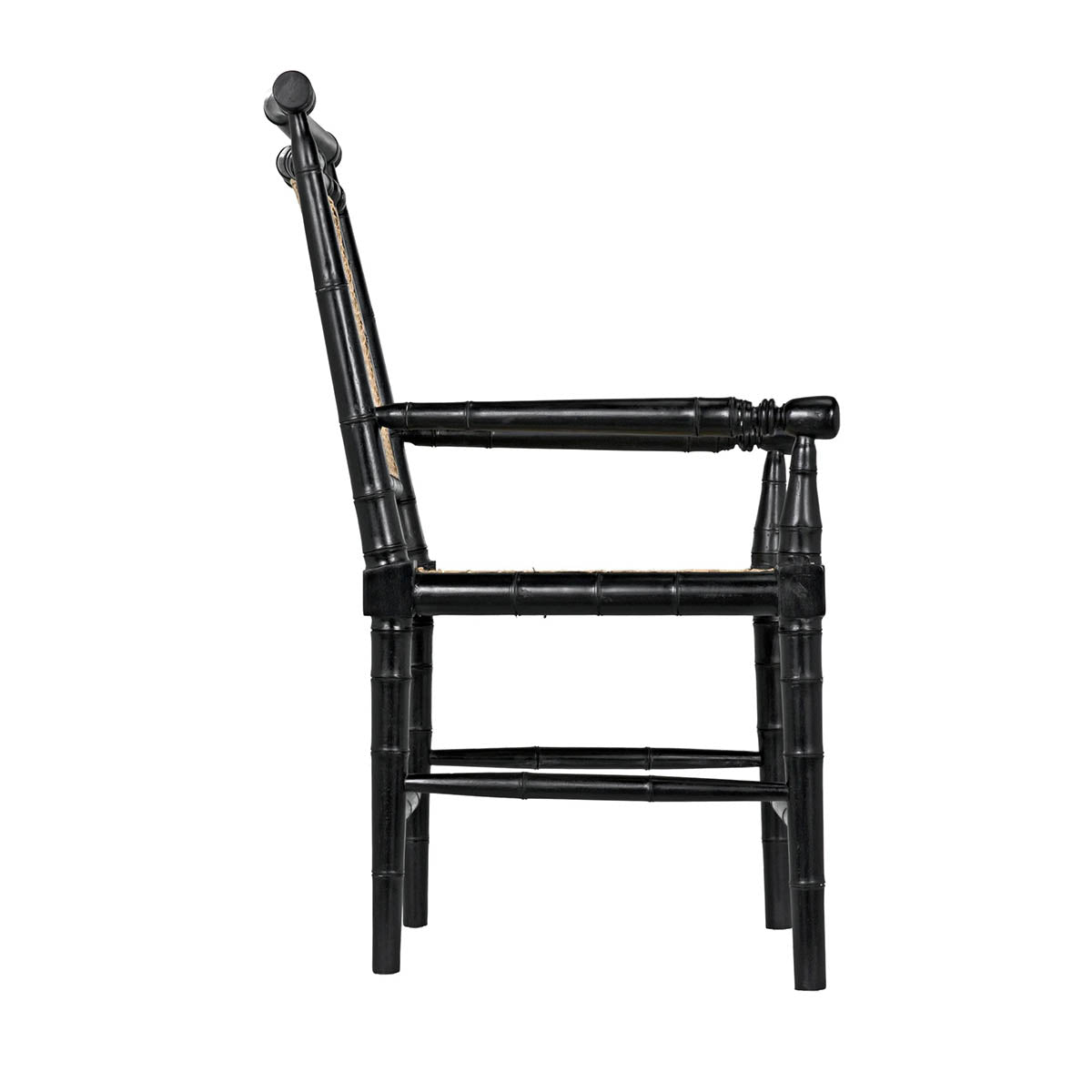 Colonial Bamboo Arm Chair, Hand Rubbed Black