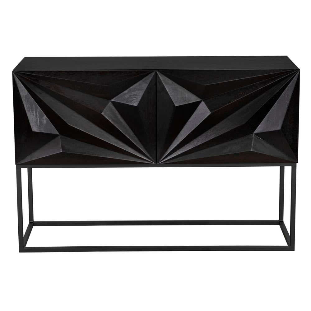 Zurich 48" Console, Ebony Walnut, shown in black and ebony with walnut wood and metal.