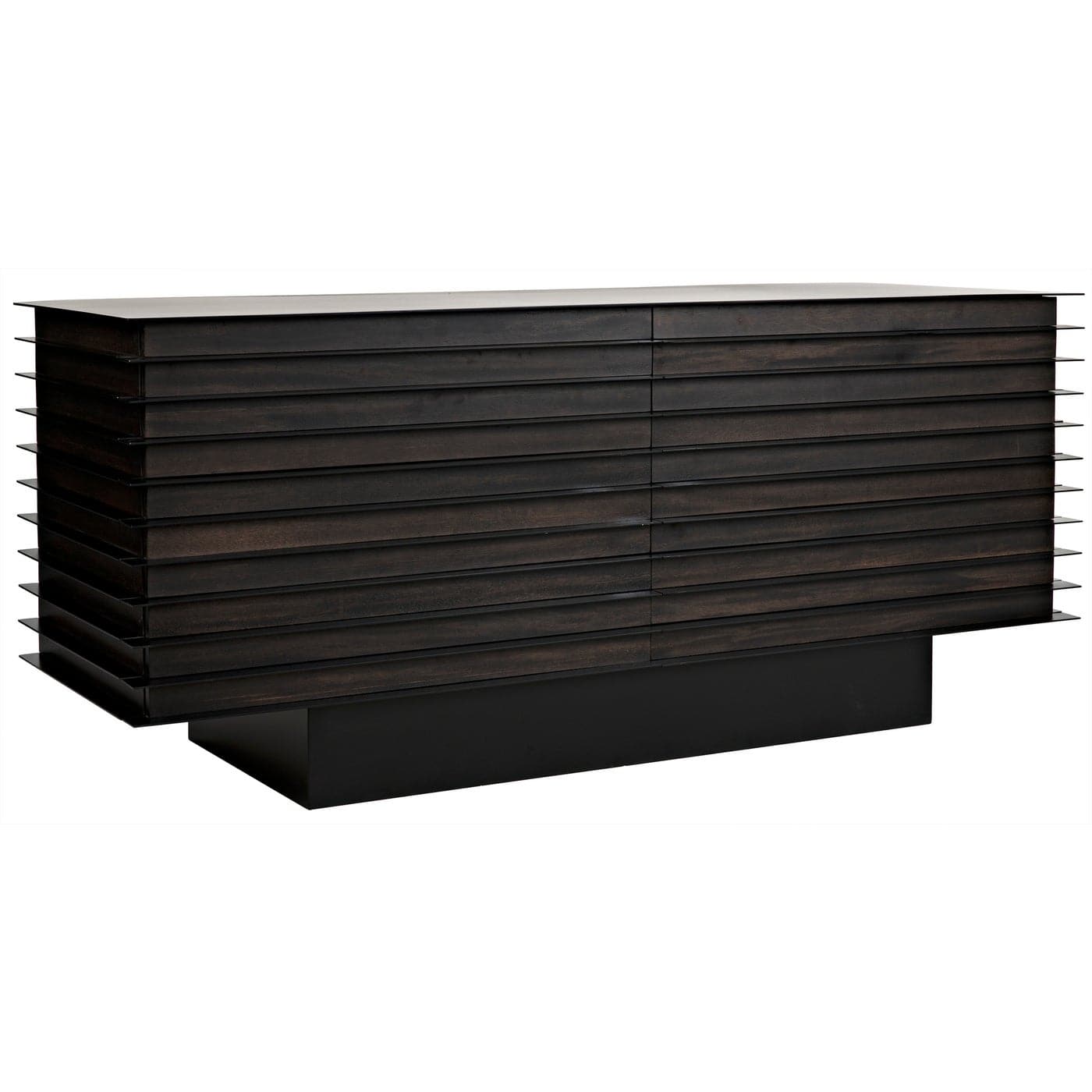 Elevation Sideboard - Ebony Walnut with Steel-Noir-NOIR-GCON347EB-Sideboards & Credenzas-1-France and Son