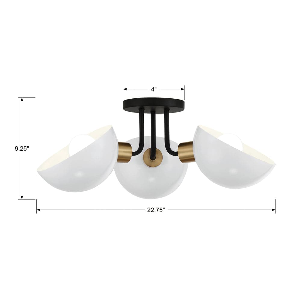 Gigi 3 Light Ceiling Mount-Crystorama Lighting Company-CRYSTO-GIG-810-BK-AG-Flush Mounts-4-France and Son