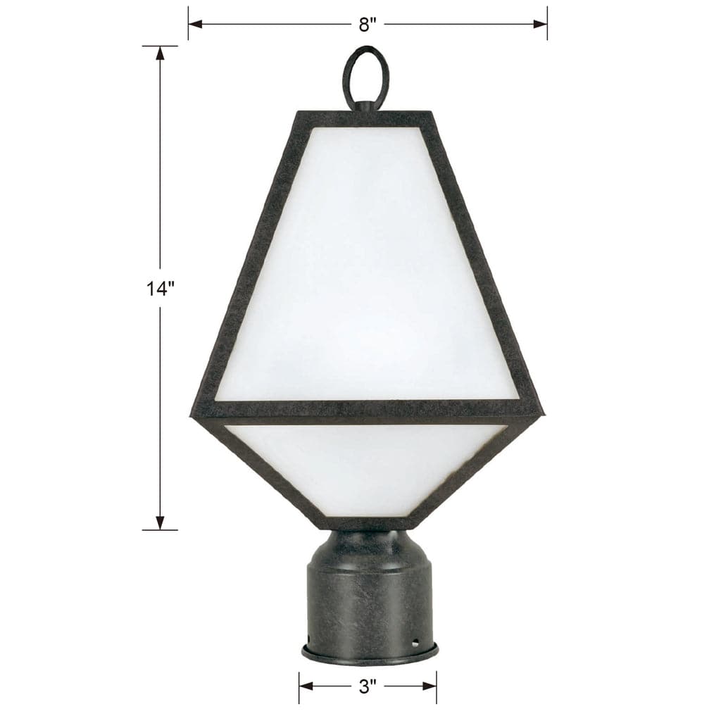 Brian Patrick Flynn Glacier 1 Light Black Charcoal Small Post-Crystorama Lighting Company-CRYSTO-GLA-9707-WT-BC-Outdoor Post Lanterns-3-France and Son