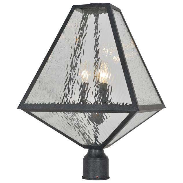 Brian Patrick Flynn Glacier 3 Light Black Charcoal Large Post-Crystorama Lighting Company-CRYSTO-GLA-9709-WT-BC-Outdoor Post Lanterns-1-France and Son