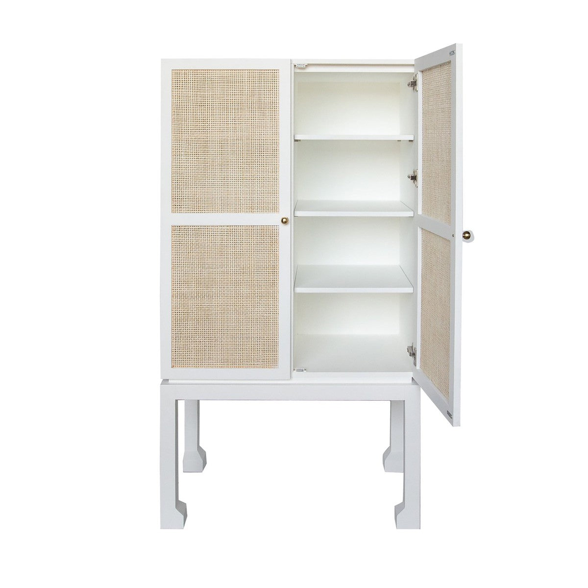 Guthrie - Bar Cabinet In Matte White With Natural Cane Doors