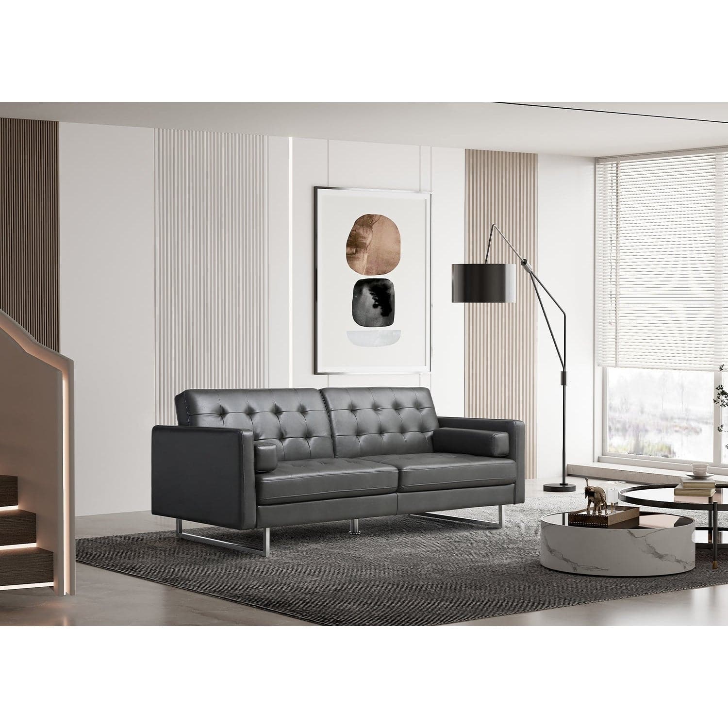 Giovanni Sofa Bed-Whiteline Modern Living-WHITELINE-SO1195P-GRY-SofasGrey-1-France and Son