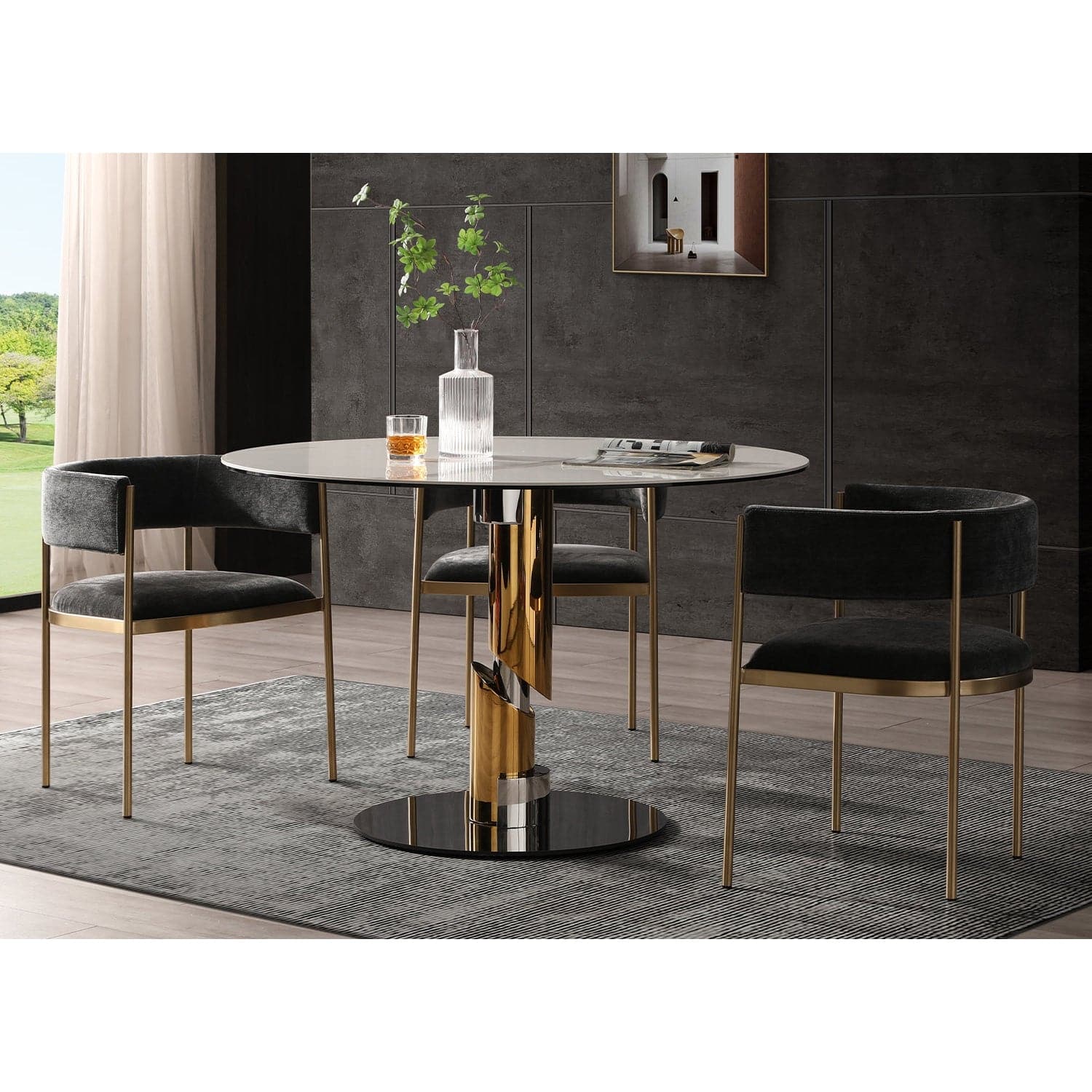 Gloria Round Dining Table-Whiteline Modern Living-WHITELINE-DT1935-WHT-Dining Tables-1-France and Son