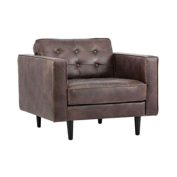 Donnie Armchair-Sunpan-SUNPAN-102508-Lounge ChairsHavana Dark Brown-Faux Leather-1-France and Son