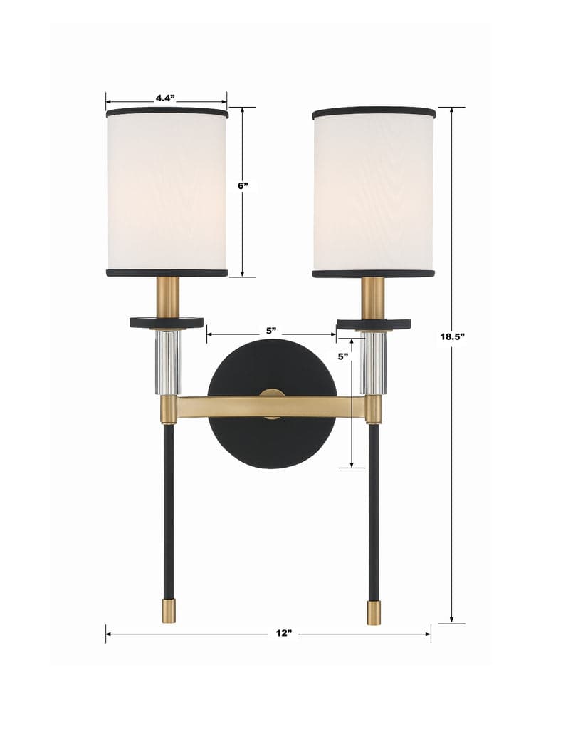 Hatfield 2 Light Wall Mount-Crystorama Lighting Company-CRYSTO-HAT-472-PN-Wall LightingPolished Nickel-5-France and Son