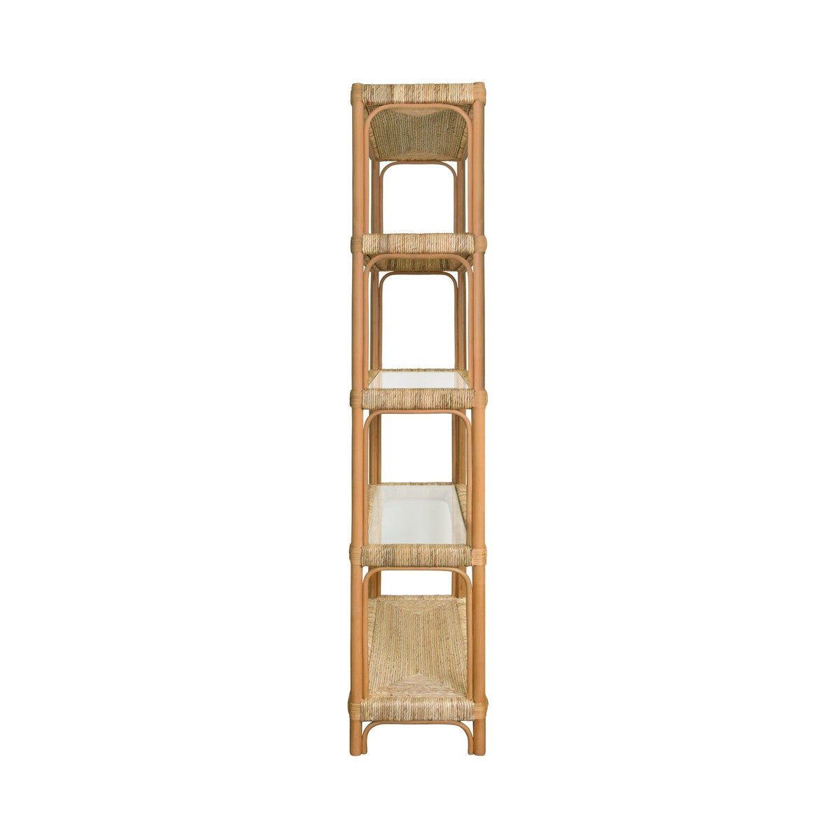 Hawthorn - Rattan Etagere With Seagrass Wrapped And Clear Glass Shelves
