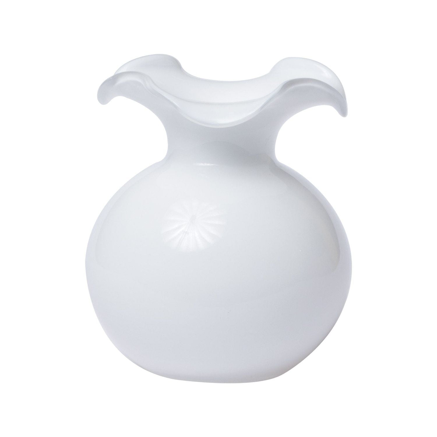 Hibiscus Glass Fluted Vase - White / Small