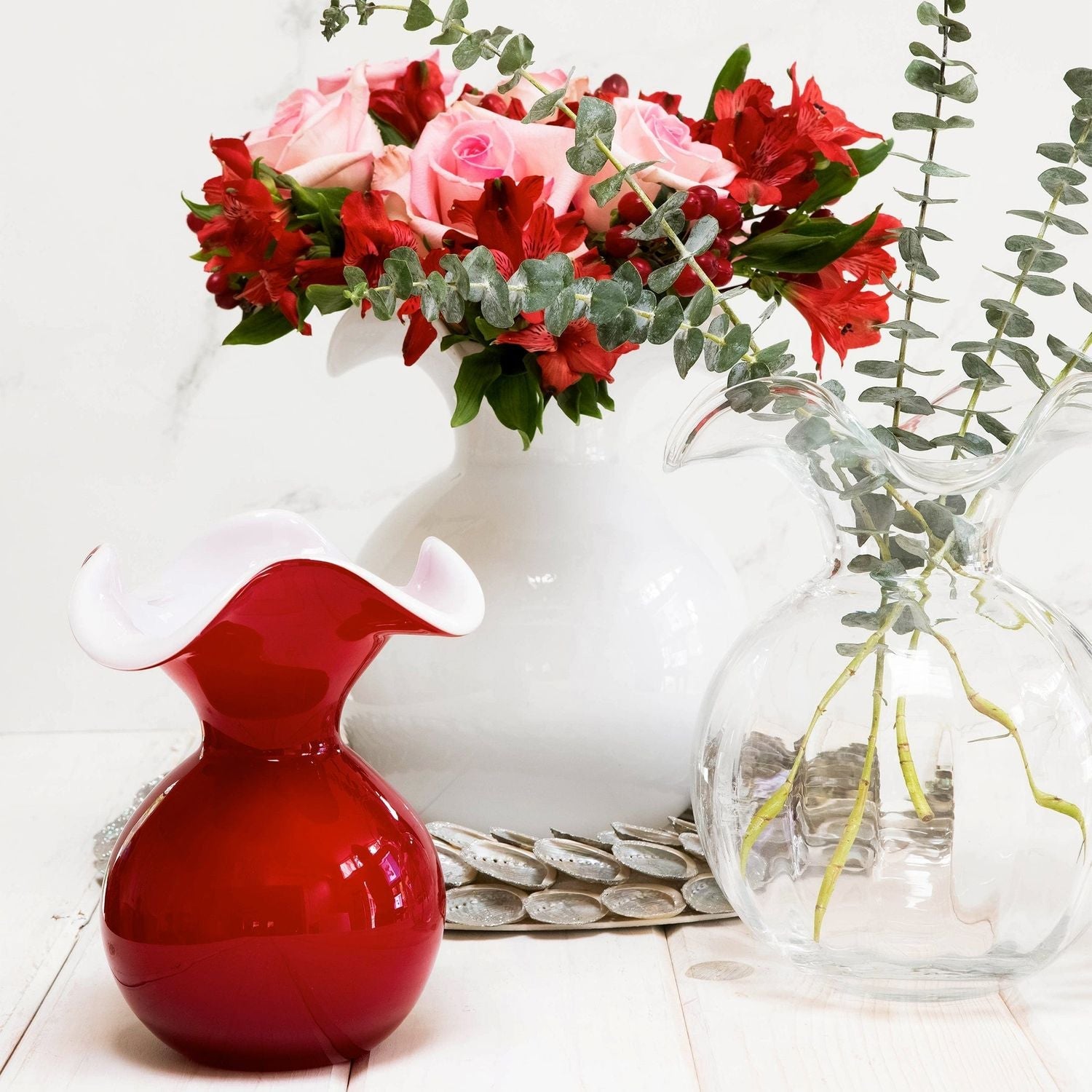 Hibiscus Glass Fluted Vase