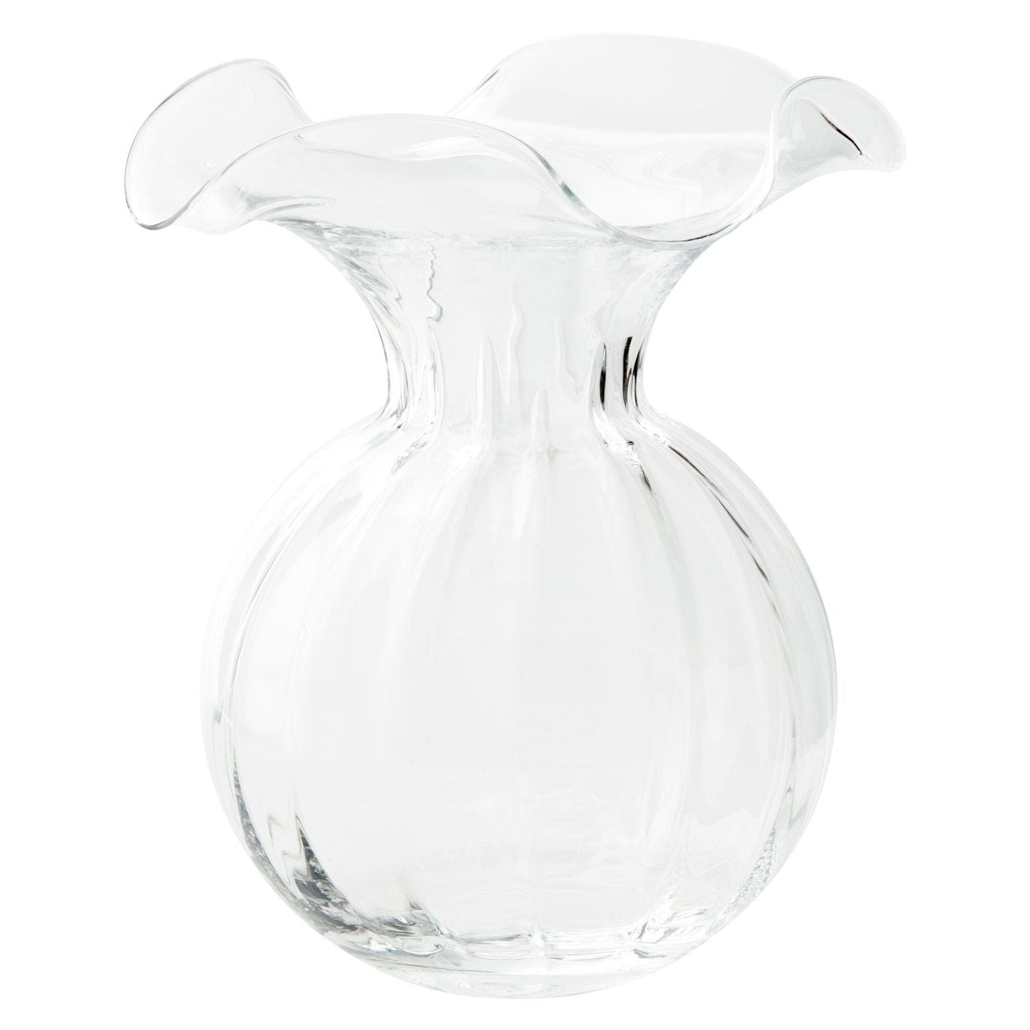 Hibiscus Glass Fluted Vase - Clear / Large
