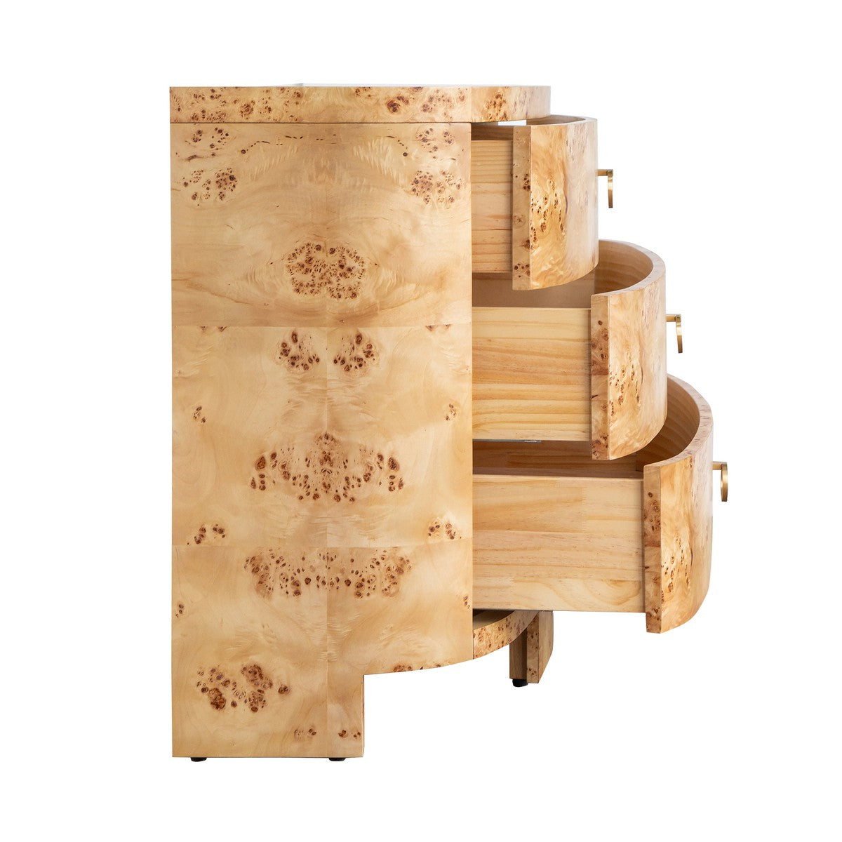 Henry - Demilune Chest With Three Drawers In Burl Wood