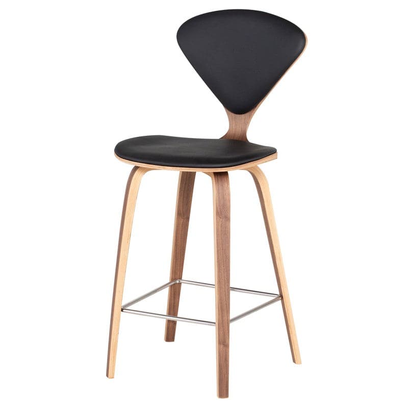 Satine Counter Stool-Nuevo-NUEVO-HGEM787-Bar StoolsWalnut & Black Leather-1-France and Son