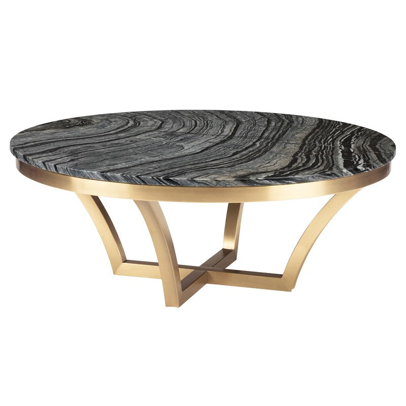 Aurora Coffee Table-Nuevo-NUEVO-HGNA293-Coffee Tablesbrushed gold base-black wood vein-5-France and Son
