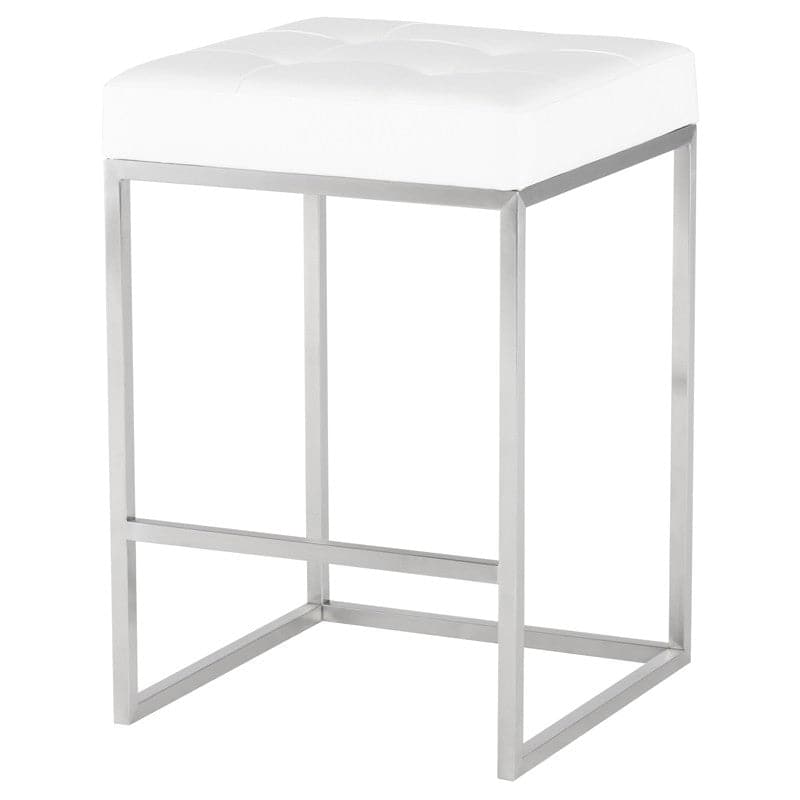 Chi Counter Stool-Nuevo-NUEVO-HGPA107-Bar StoolsWhite naugahyde & brushed stainless frame-40-France and Son