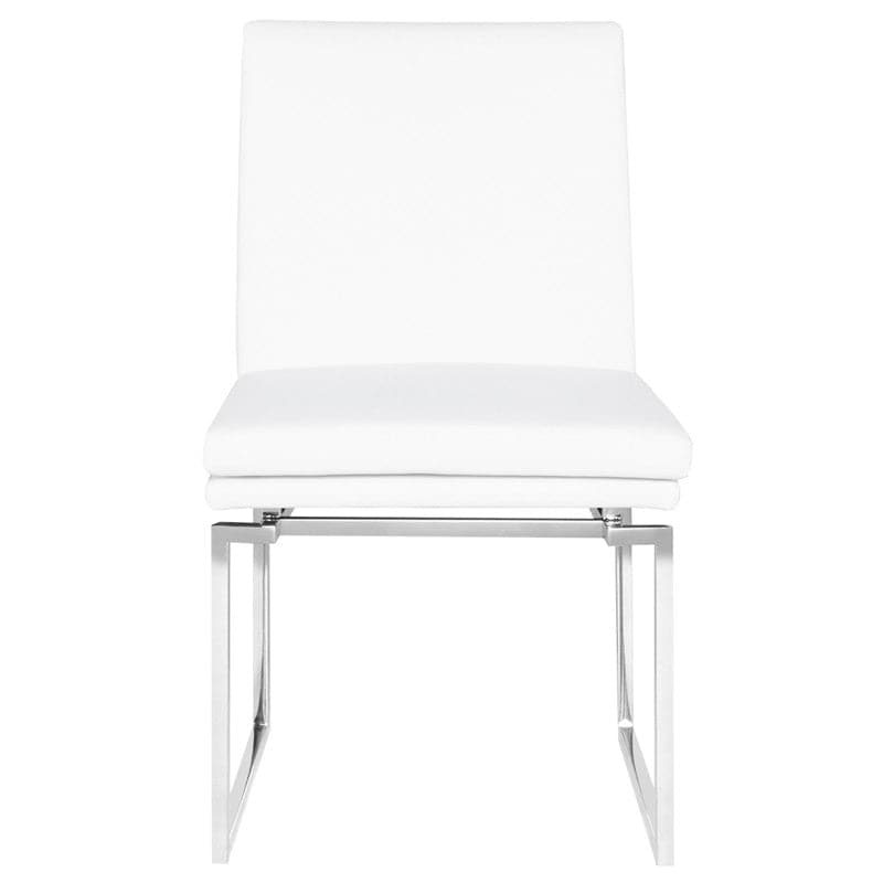 Savine Dining Chair-Nuevo-STOCKR-NUEVO-HGTB164-Dining ChairsWhite Naugahyde-Silver-2-France and Son