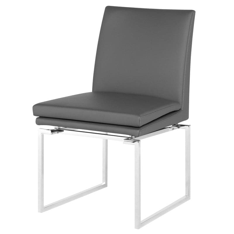 Savine Dining Chair-Nuevo-NUEVO-HGTB165-Dining ChairsGrey Naugahyde-Silver-13-France and Son