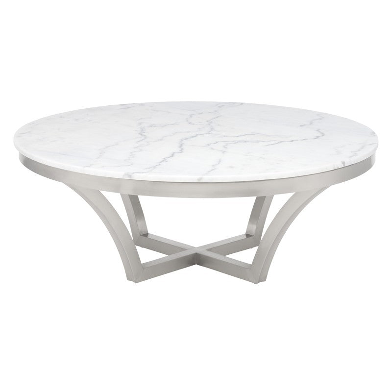 Aurora Coffee Table-Nuevo-NUEVO-HGTB168-Coffee Tablespolished stainless base-White-15-France and Son