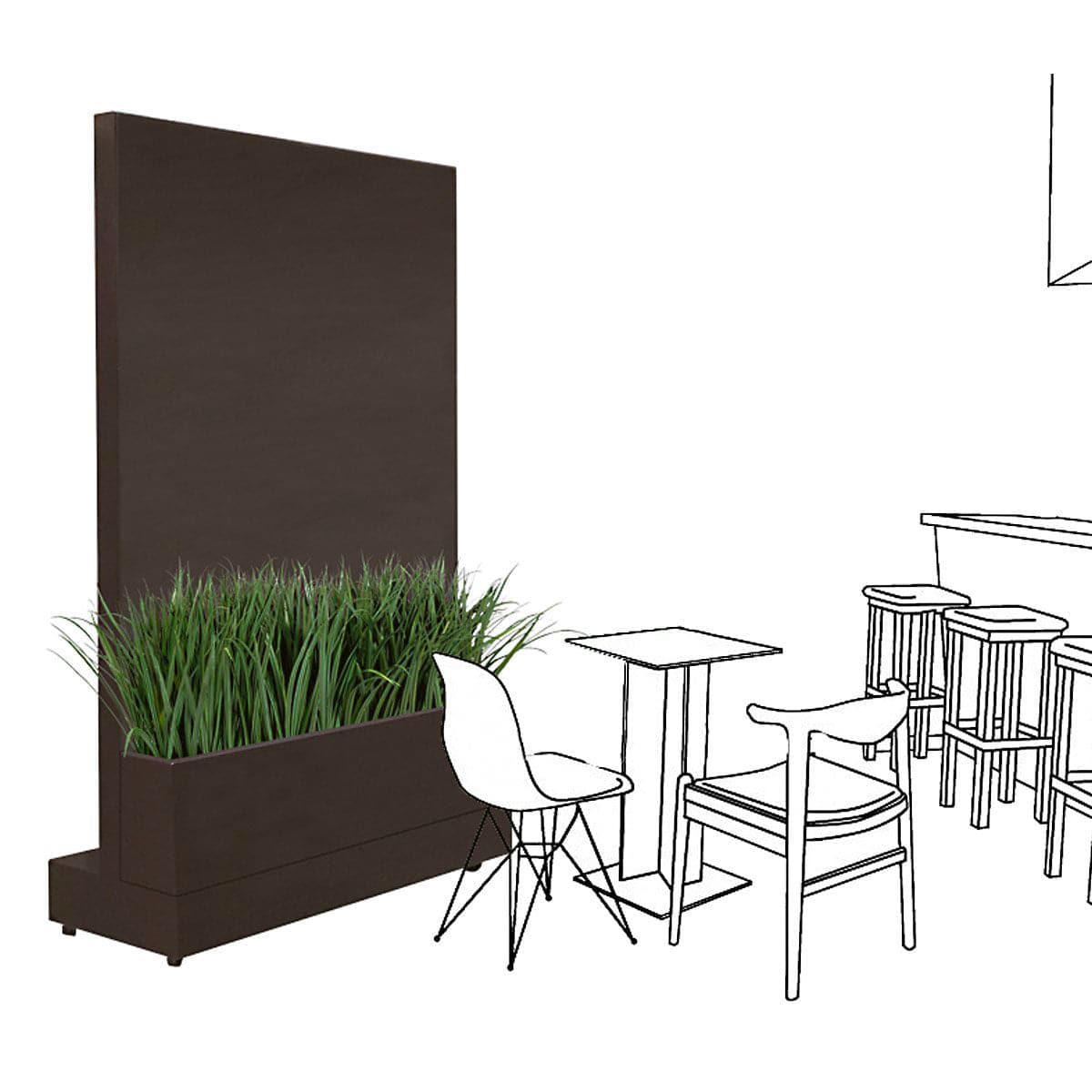 Movable Partition Wall With Liriope Planter-Gold Leaf Design Group-GOLDL-HY1632-BB-Planters-2-France and Son
