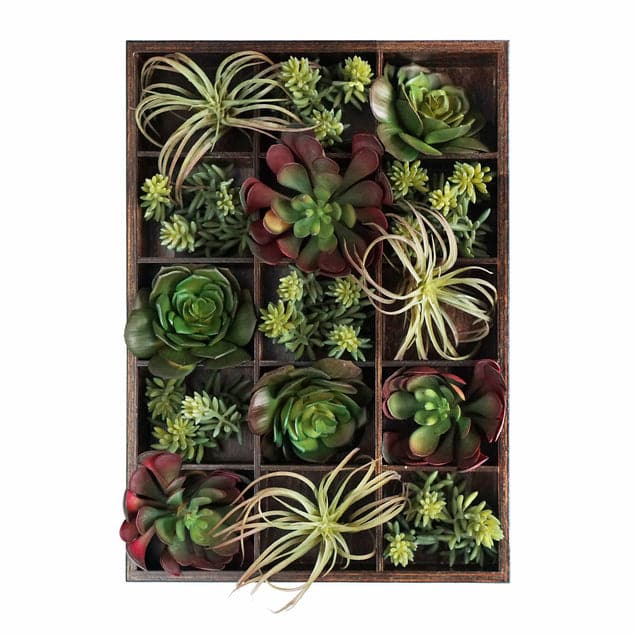 Green Wall, Pixelated Succulent - 15 Compartments-Gold Leaf Design Group-GOLDL-HY8513-15-Wall Decor-1-France and Son