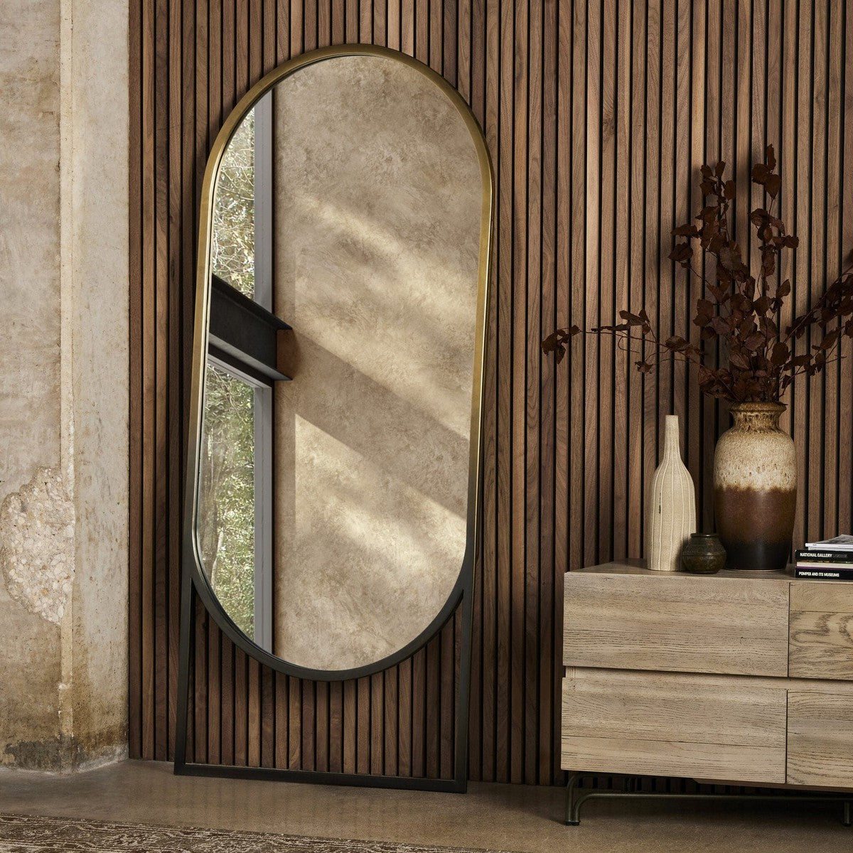 Dawson Floor Mirror - Ombre Brass