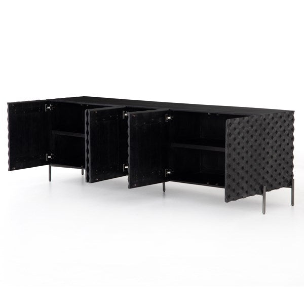 Raffael Media Console - Black Wash-Four Hands-FH-IFAL-024A-Media Storage / TV Stands-2-France and Son