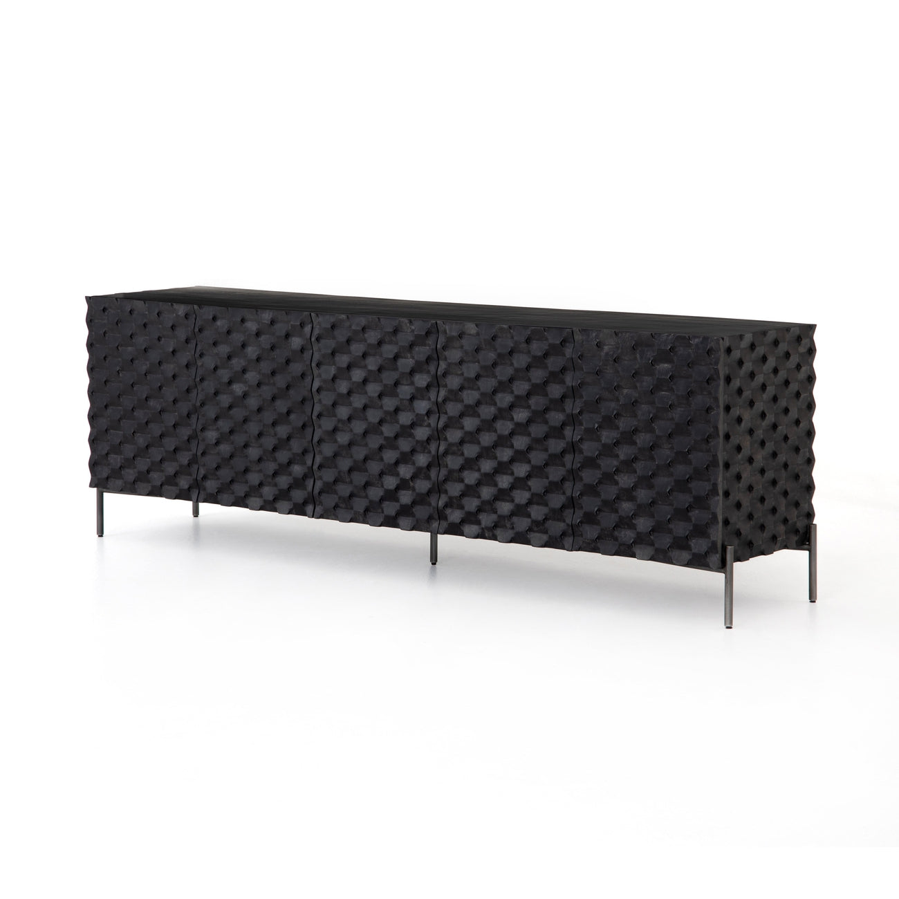 Raffael Media Console - Black Wash-Four Hands-FH-IFAL-024A-Media Storage / TV Stands-1-France and Son