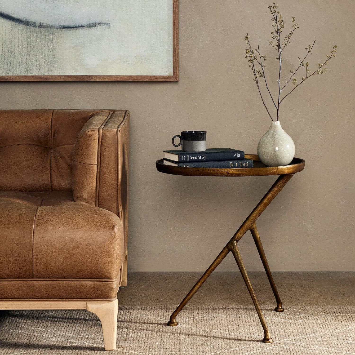 Schmidt Accent Table - Raw Antique Brass