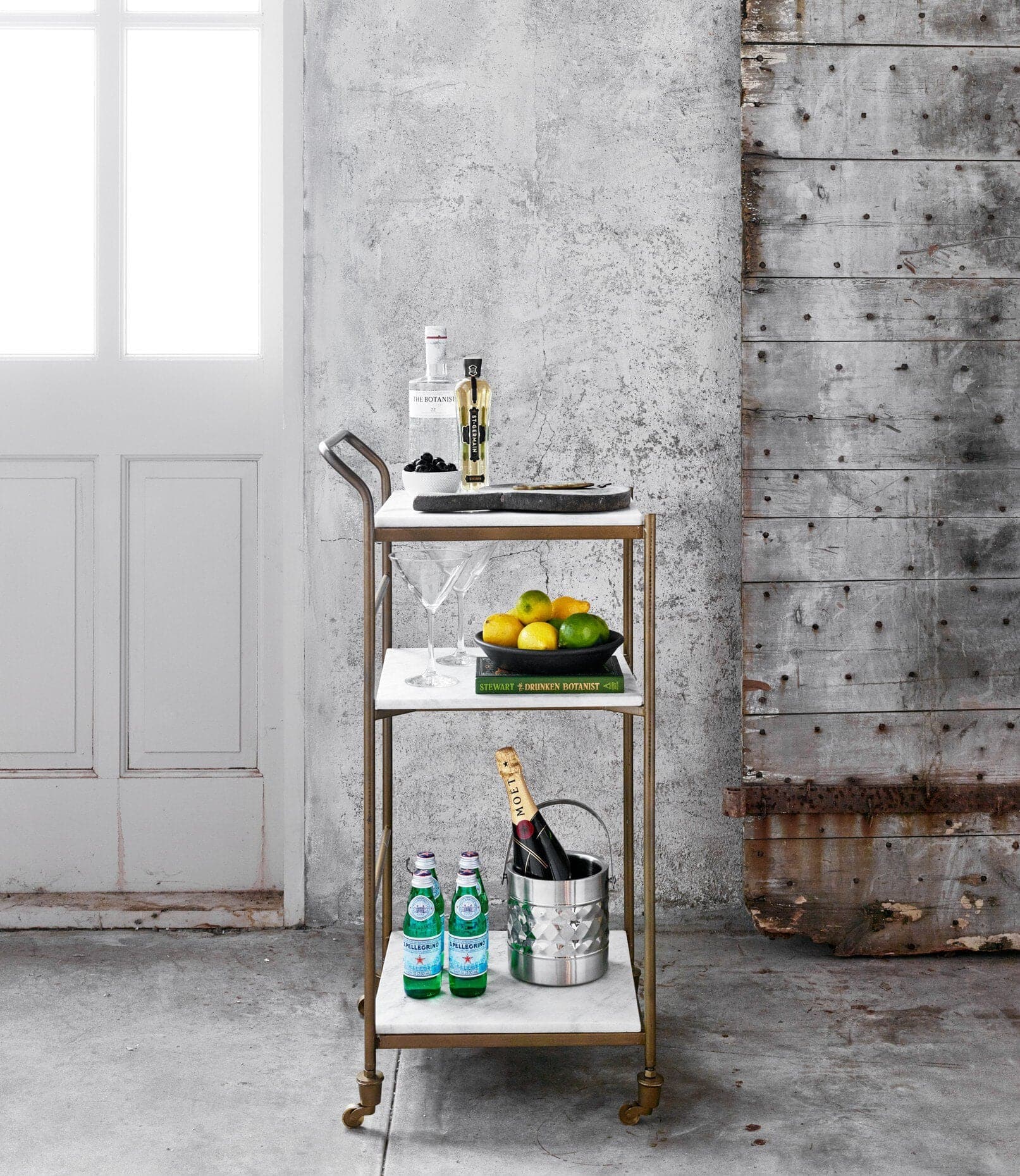 Felix Bar Cart - Antique Brass