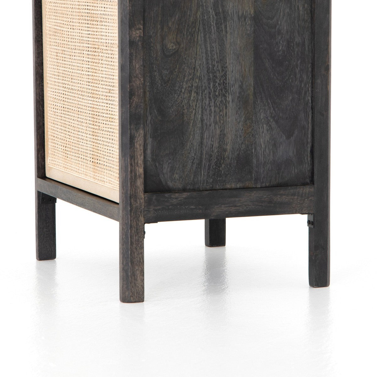 Sydney Right Nightstand - Black Wash Natural Cane