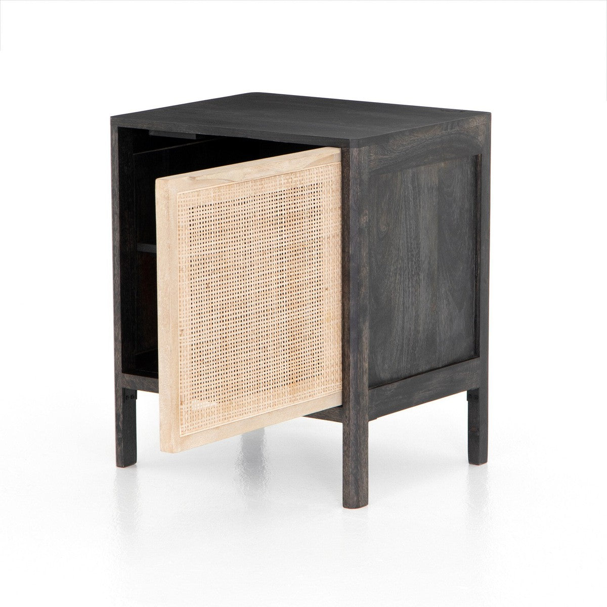 Sydney Right Nightstand - Black Wash Natural Cane