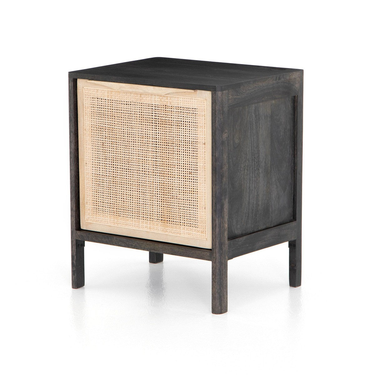 Sydney Right Nightstand - Black Wash Natural Cane