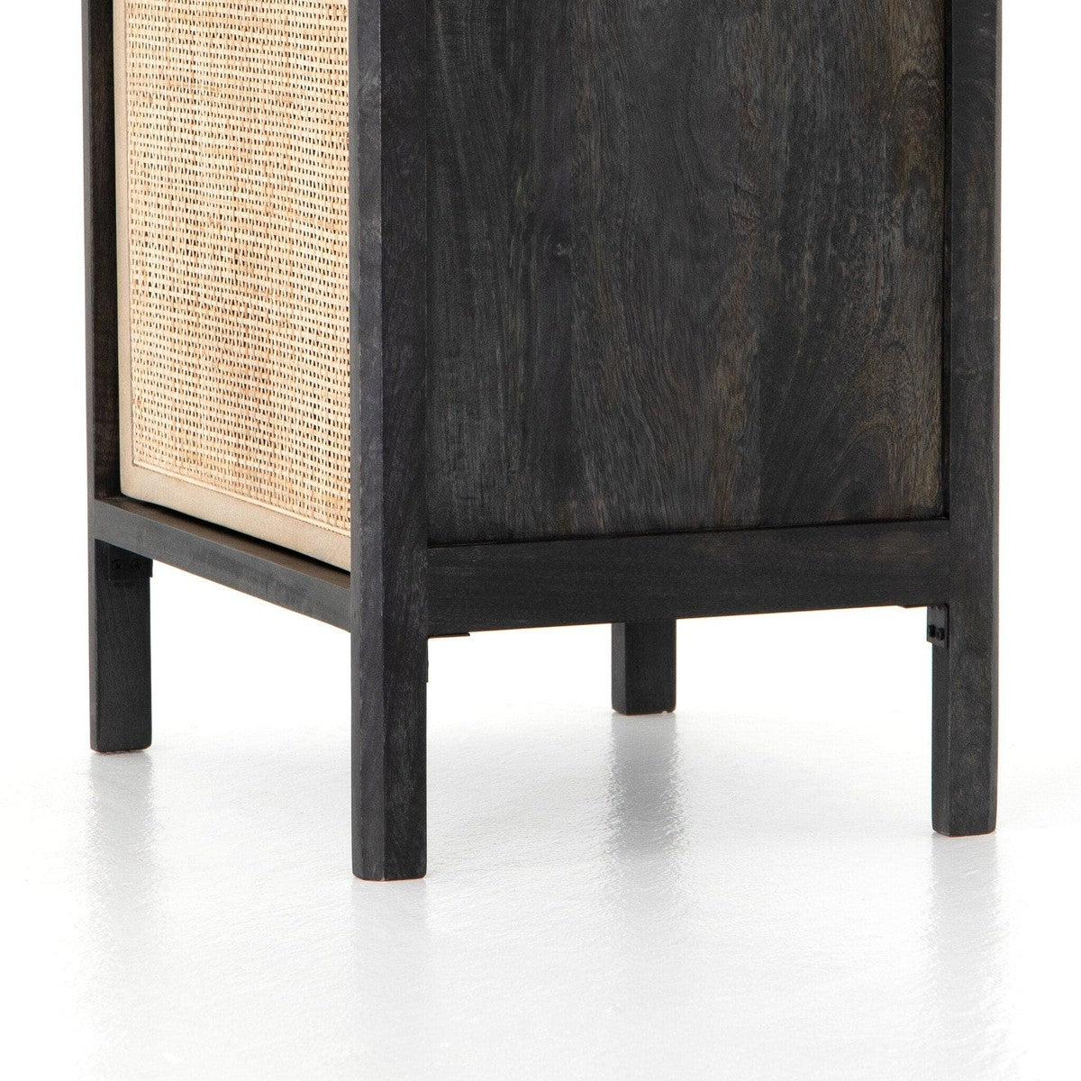 Sydney Left Nightstand - Black Wash Natural Cane