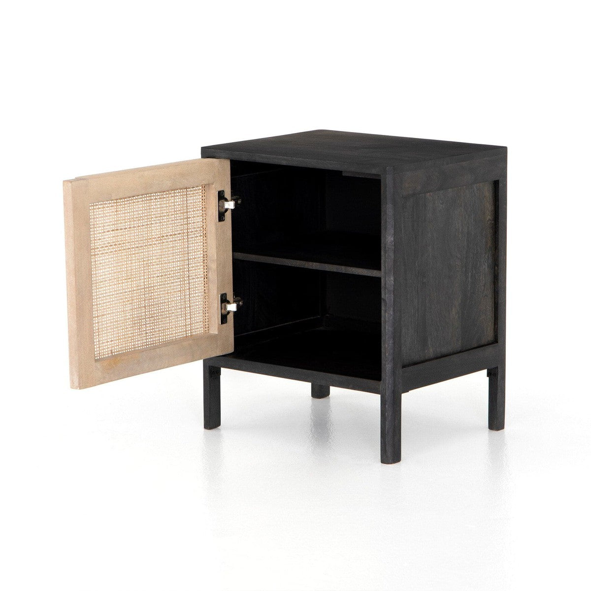 Sydney Left Nightstand - Black Wash Natural Cane