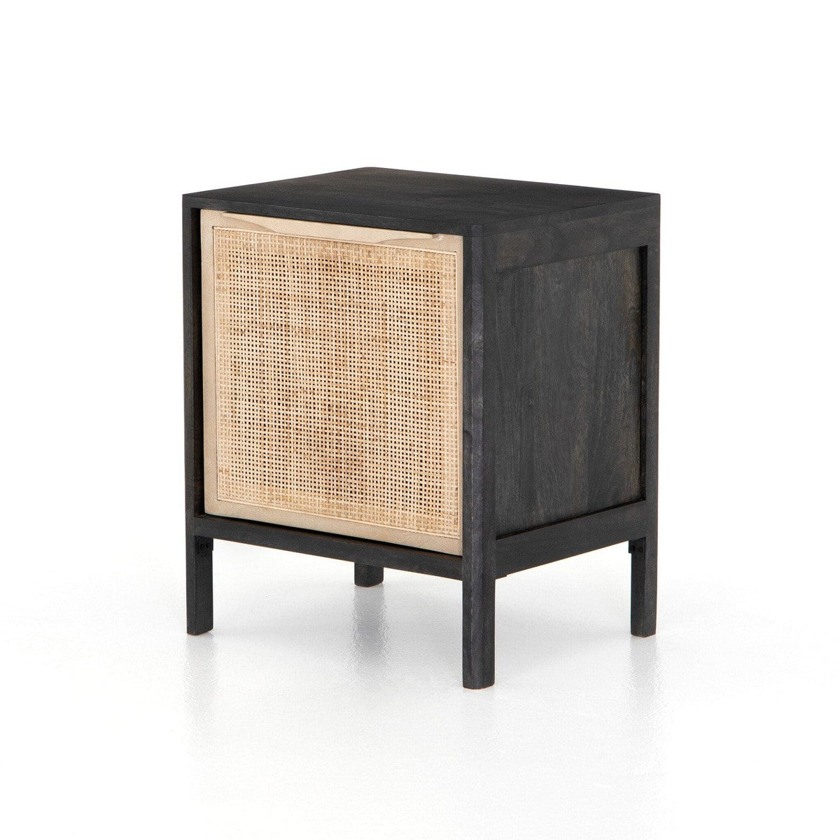 Sydney Left Nightstand - Black Wash Natural Cane