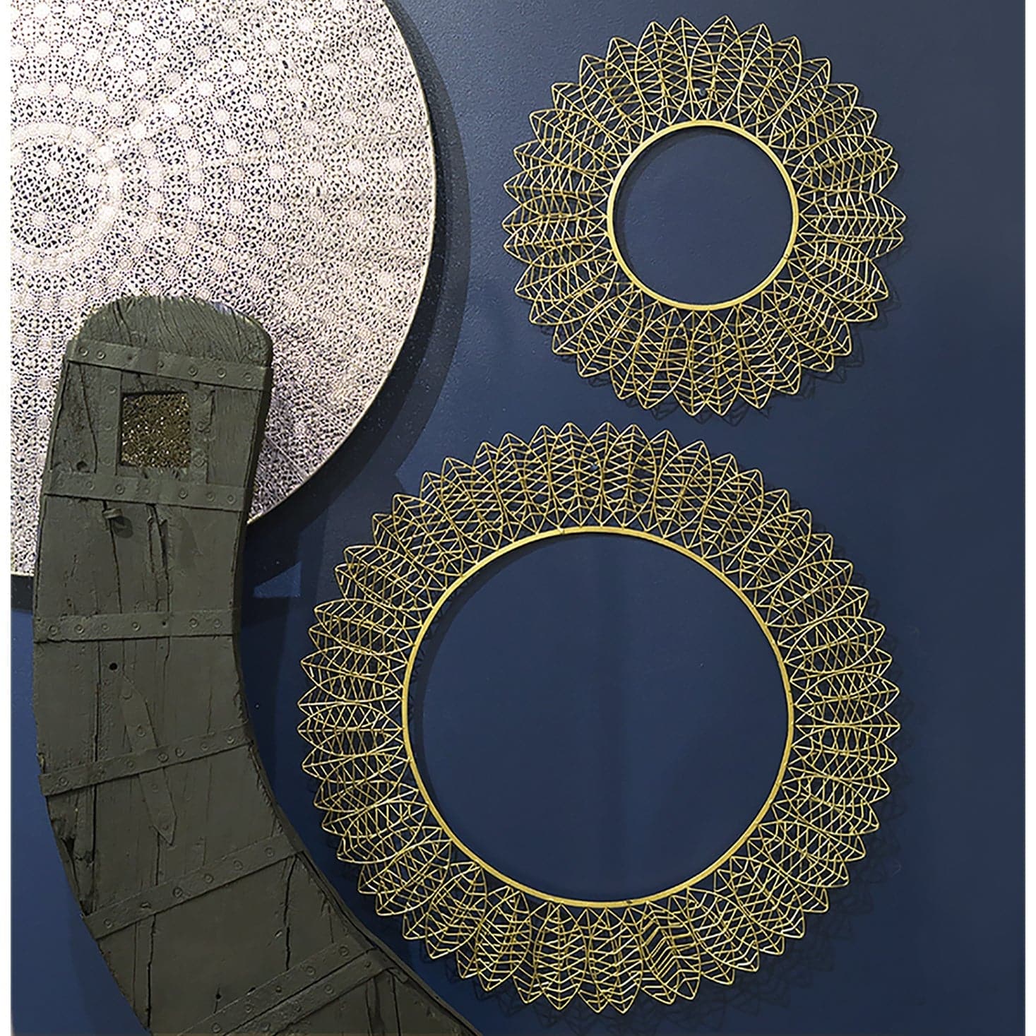 Wire Leaf 25"OD Disc Wall A-Gold Leaf Design Group-GOLDL-IR9439-25-Wall Art-2-France and Son