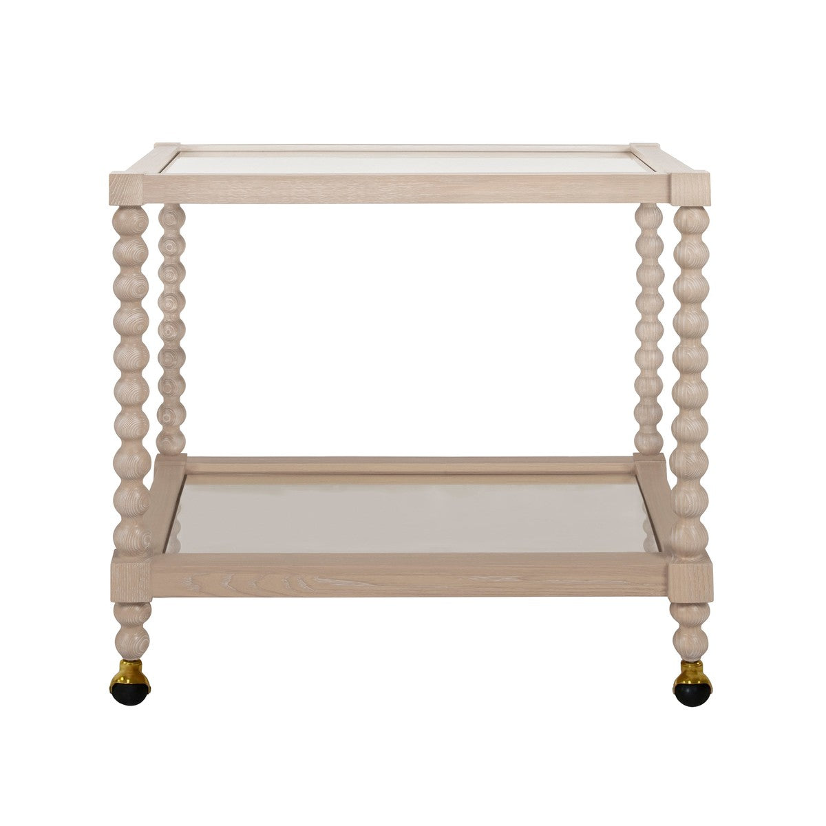 Isadore - Bobbin Style Bar Cart In Light Cerused Oak