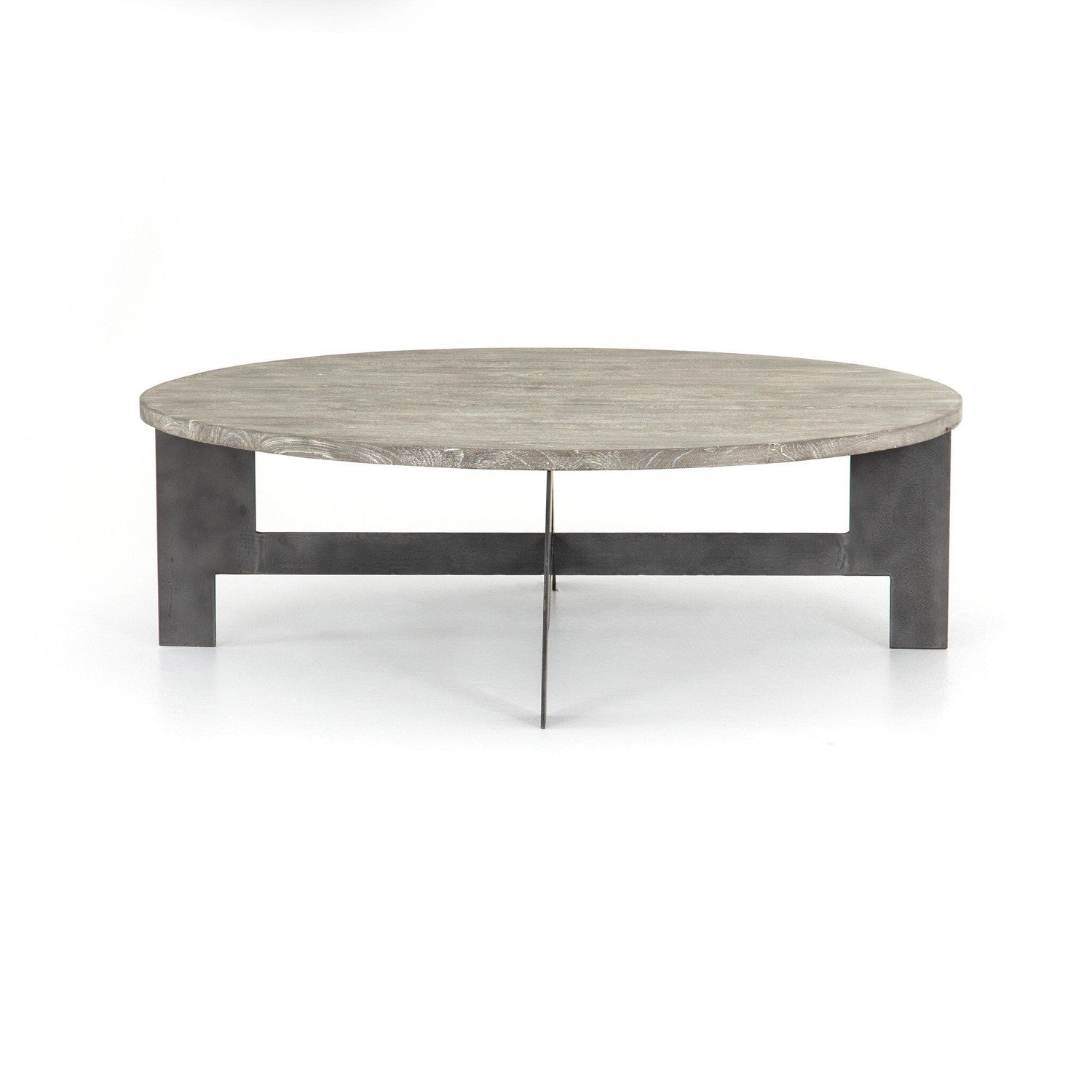 Round Coffee Table With Iron - Charcoal