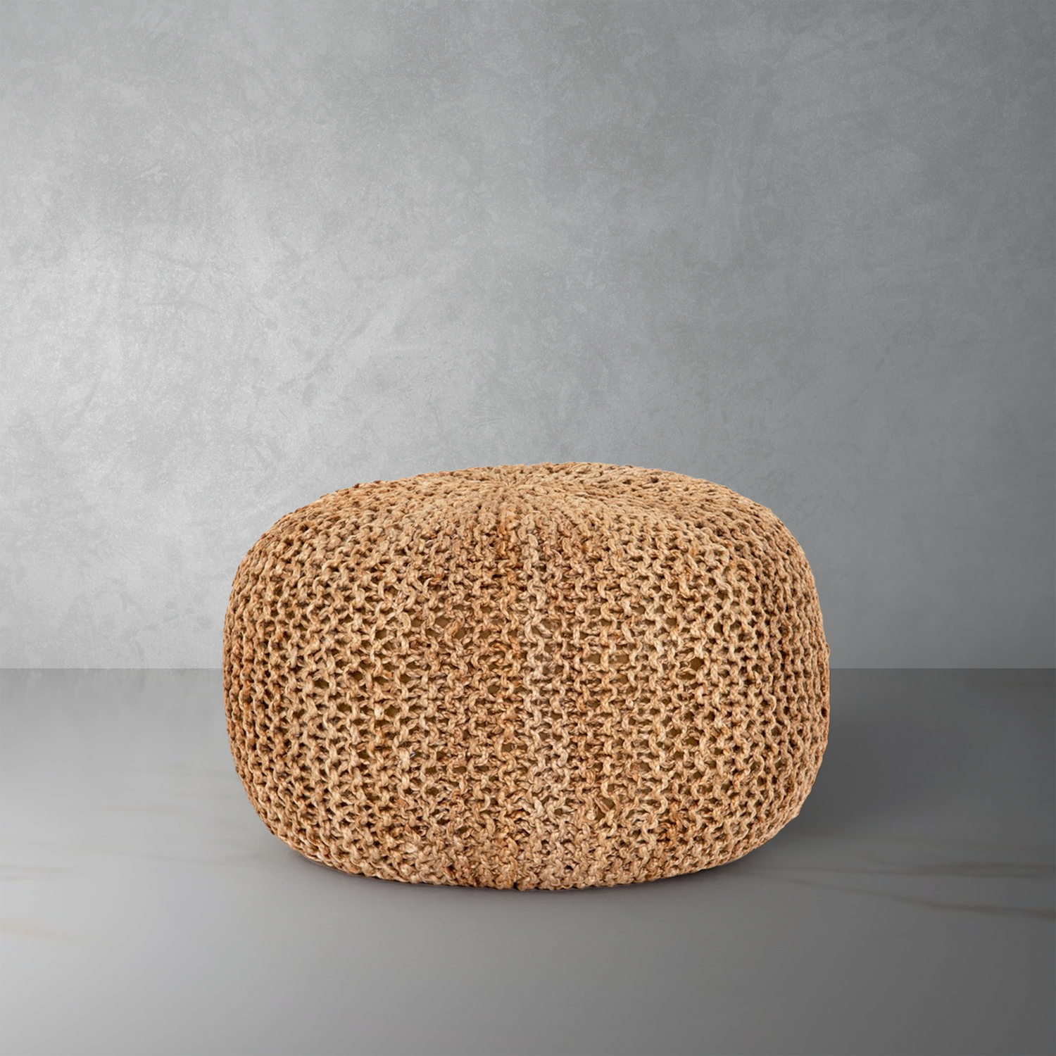 Jute Knit Pouf-Four Hands-FH-IWIL-424-Stools & OttomansTan-1-France and Son