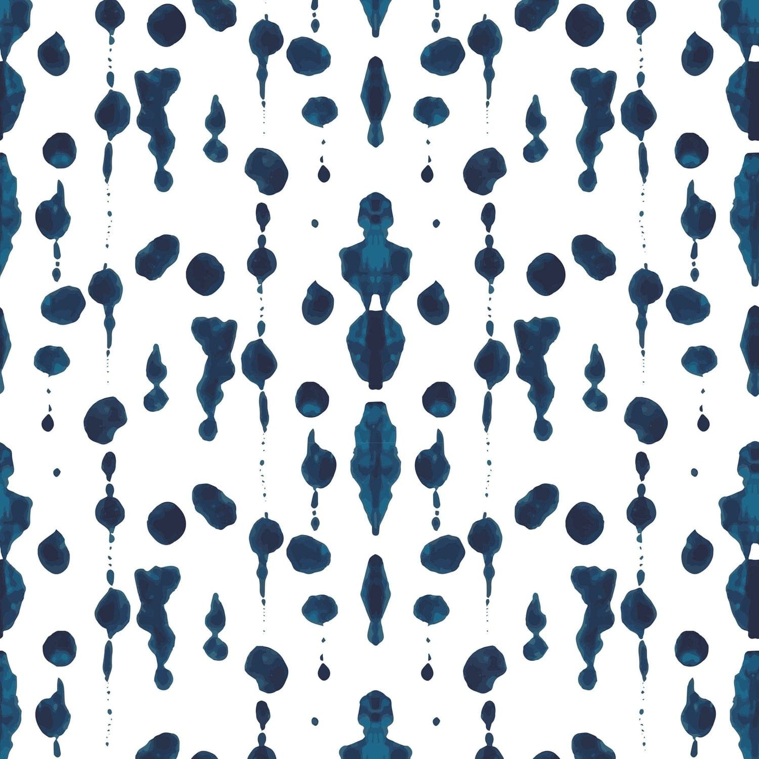 Boho Rain Wallpaper-Mitchell Black-MITCHB-WC-BB-IB-I-PM-10-Wall DecorPatterns Indigo-Premium Matte Paper-5-France and Son