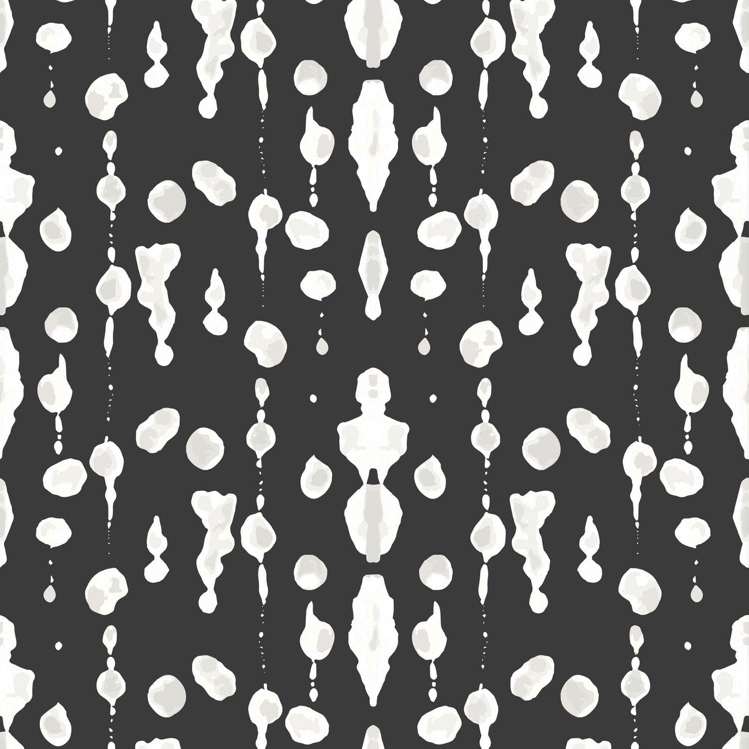 Boho Rain Wallpaper-Mitchell Black-MITCHB-WC-BB-IB-IB-PM-10-Wall DecorPatterns Ivory On Black-Premium Matte Paper-6-France and Son