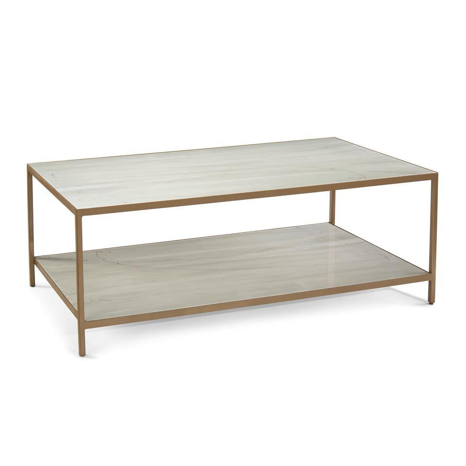 Austin A. James' New Orleans White Gold Coffee Table with Shelf-John Richard-JR-JFD-0140-Coffee Tables-1-France and Son