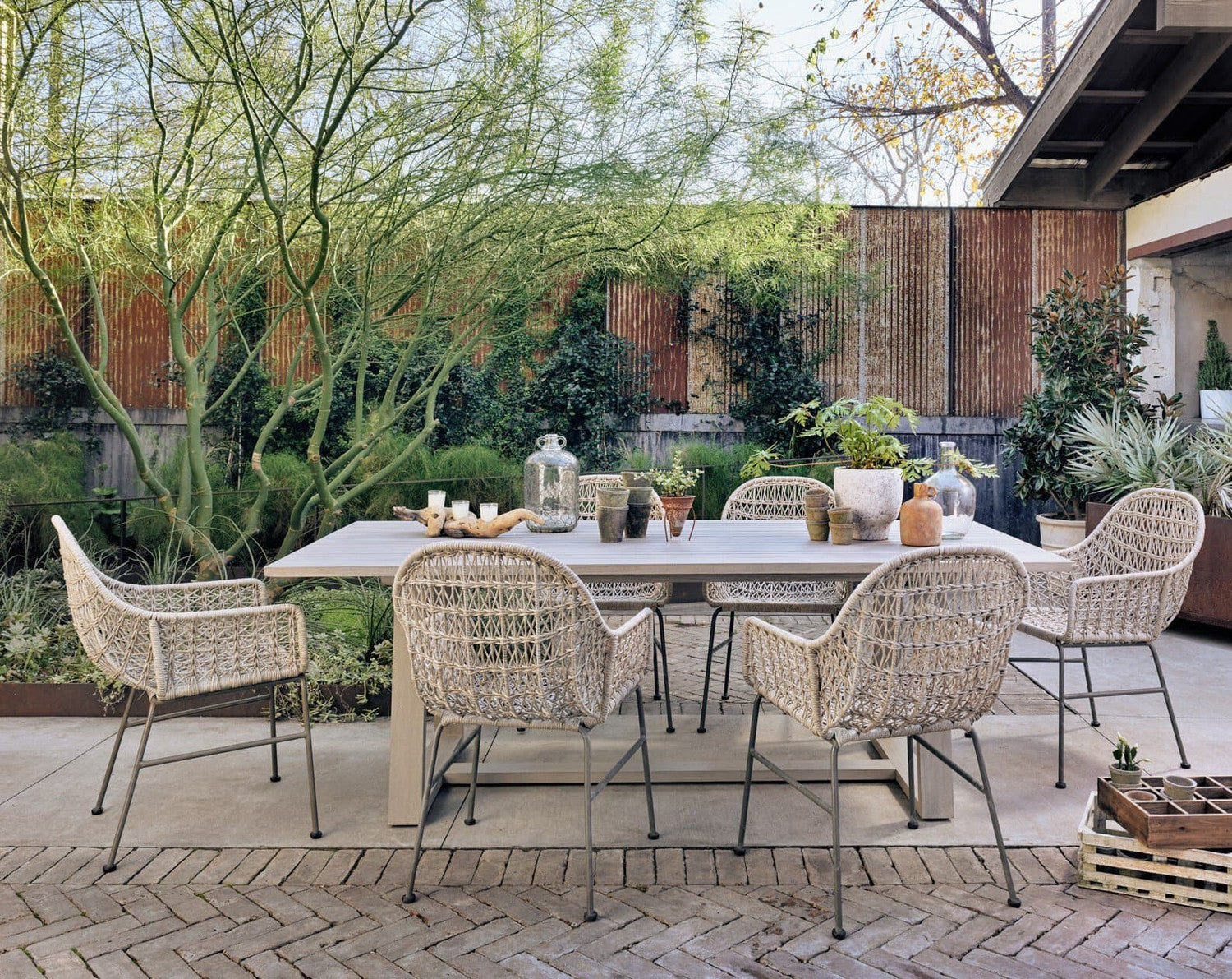 Bandera Outdoor Woven Dining Chair - Vintage White