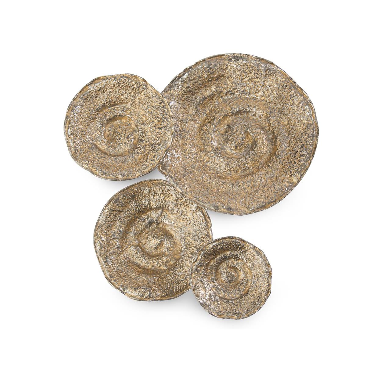 Set Of Four Gold And Nickel Escargot Wall Hangings - Silver