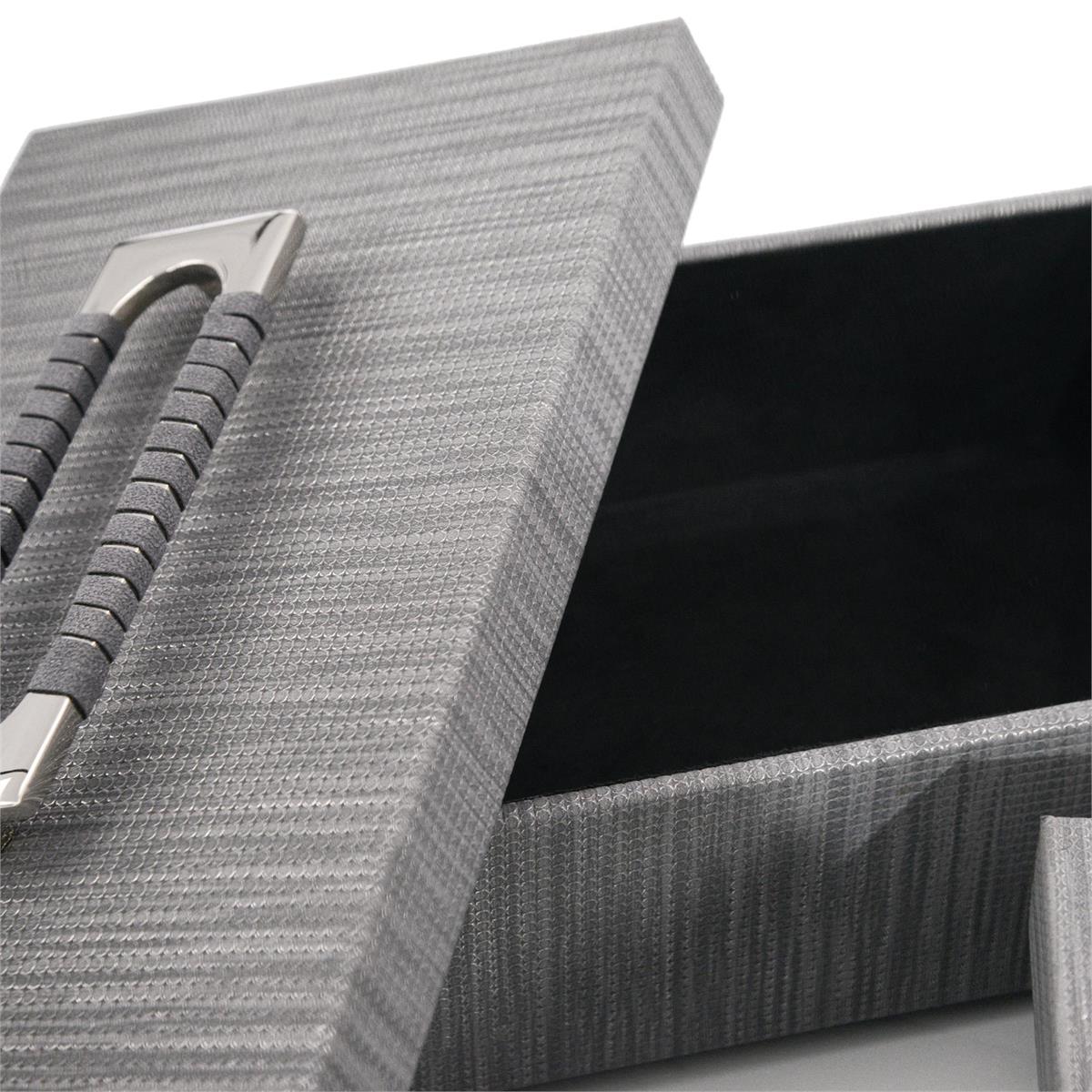 Set Of Two Charcoal Confetti Leather Boxes - Silver